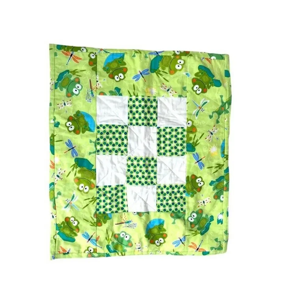 Handmade Frog Quilt Rectangle Dragonfly Wall Hanging Table Topper